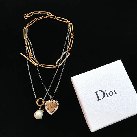 dior necklace on neck|dior necklace fake.